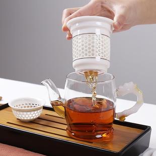 陶瓷过滤内胆红茶具耐高温功夫冲茶器 玻璃茶壶加厚耐热泡茶杯套装