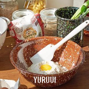 韩国Eding彩色泼墨搪瓷枫叶色大号料理碗料理盆 YURUUI设计师
