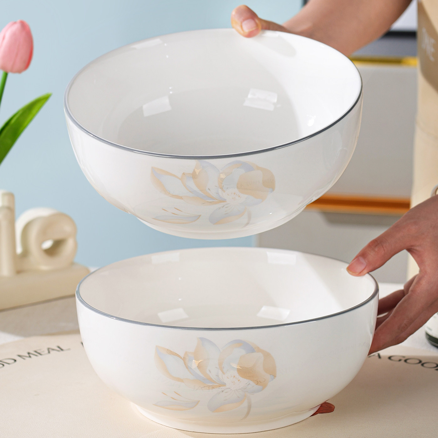 陶瓷大号汤碗家用2025英寸新款高颜值加厚防烫简约泡面碗拉面菜碗