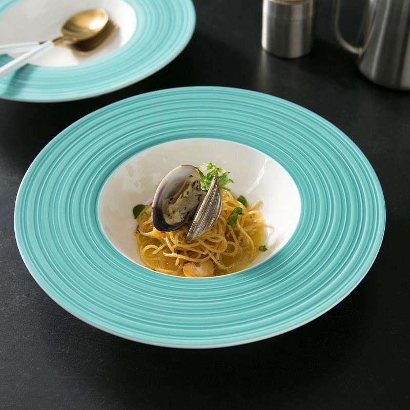 特色拉丝饭厅手绘牛排盘高级感餐具酒店盘子陶瓷西餐厅草帽飞碟盘,餐饮具,盘,淘宝优惠券,粉丝福利购,淘宝优惠卷