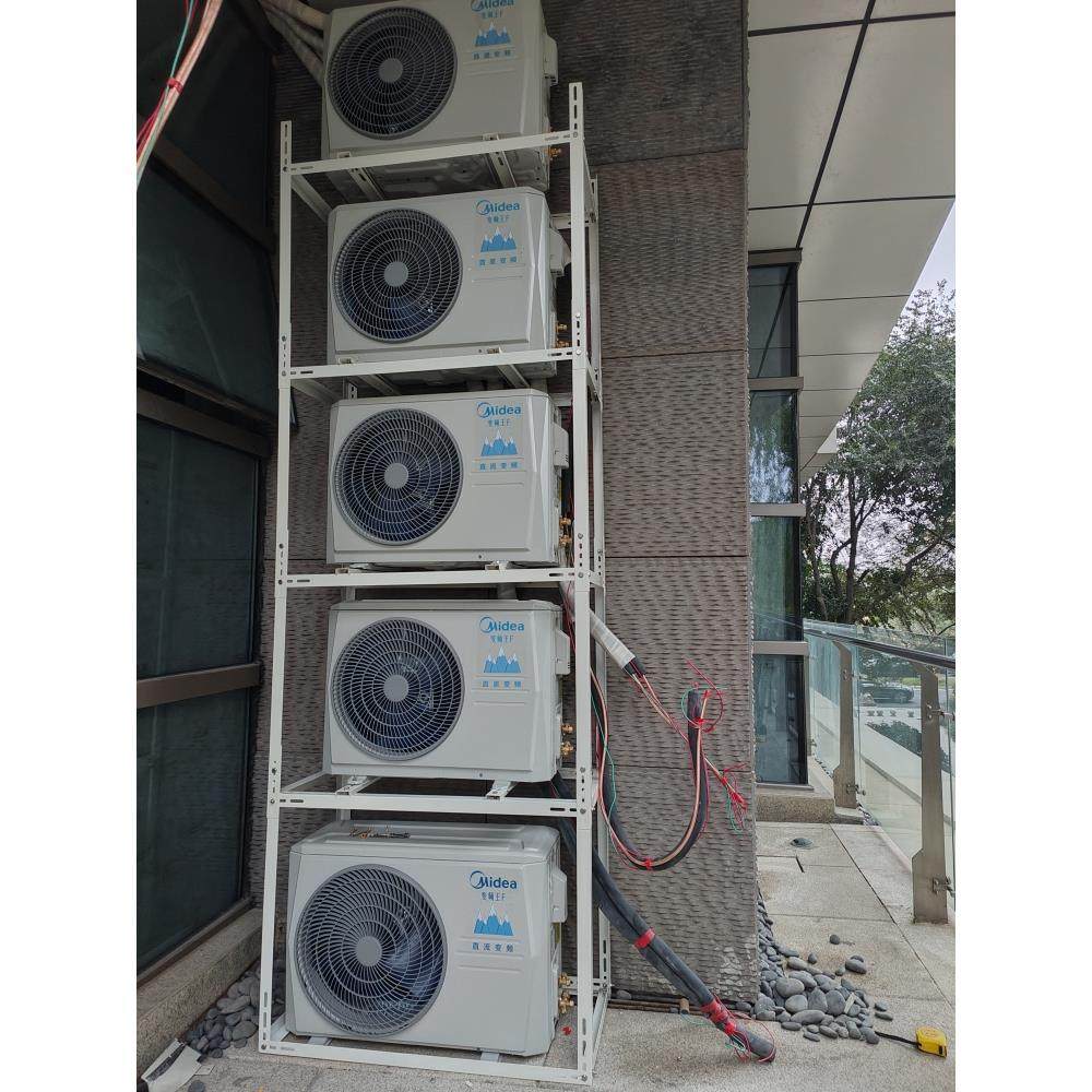 家用中央空调室外机支架不锈钢型材空间落地式多层堆叠气泡膜定制