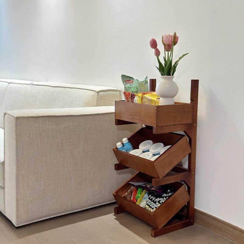 现货中古风落地式置物架木制多层杂物收纳架客厅装饰水果收纳篮,厨房/烹饪用具,抹布架/厨房清洁收纳架,淘宝优惠券,粉丝福利购,淘宝优惠卷