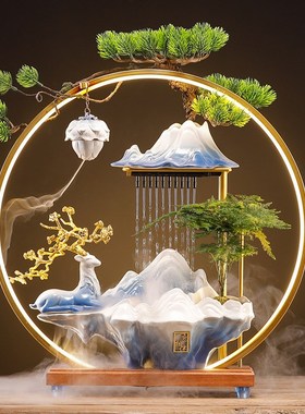 招财流水摆件循环水办公室客厅桌面乔迁新居开业生财礼物装饰品