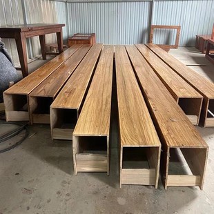 老榆木假梁吊顶装饰木条木板实木C装饰空心木梁老木头榆木假梁定