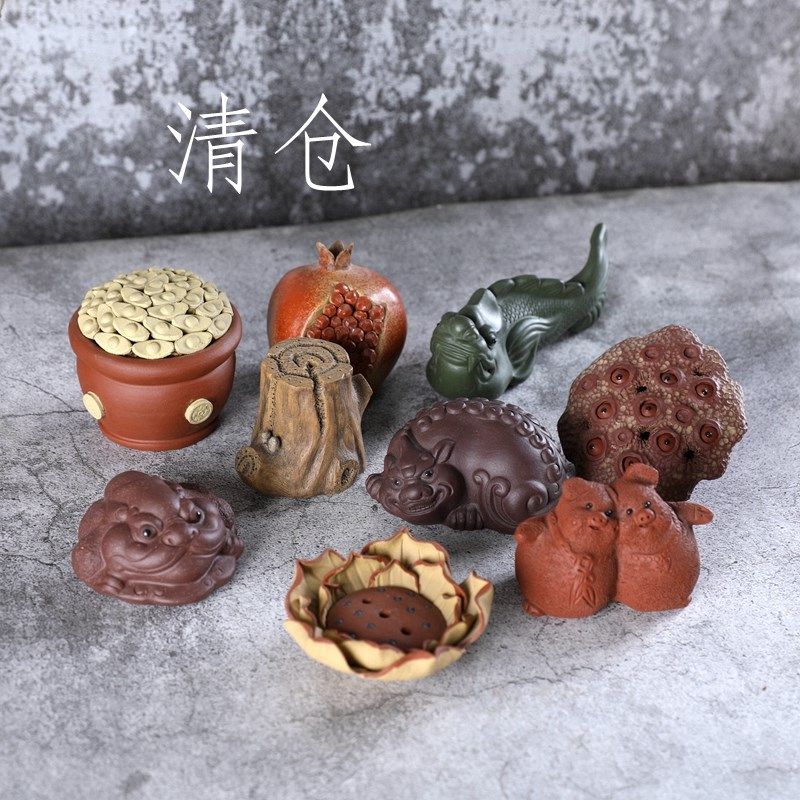 宜兴紫砂茶宠莲藕摆件茶杯垫茶盅底座茶手工仿真藕片壶杯托垫精品