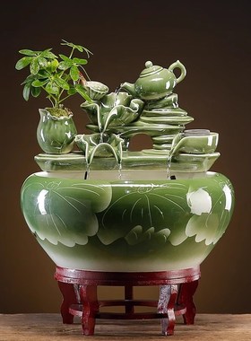 弗朗德客厅办公室桌面装饰流水摆件循环水招财高档乔迁开业送礼品