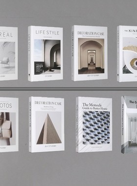 简约风英文样板房装饰仿真书售楼处假书摆件软装饰品可翻页道具书