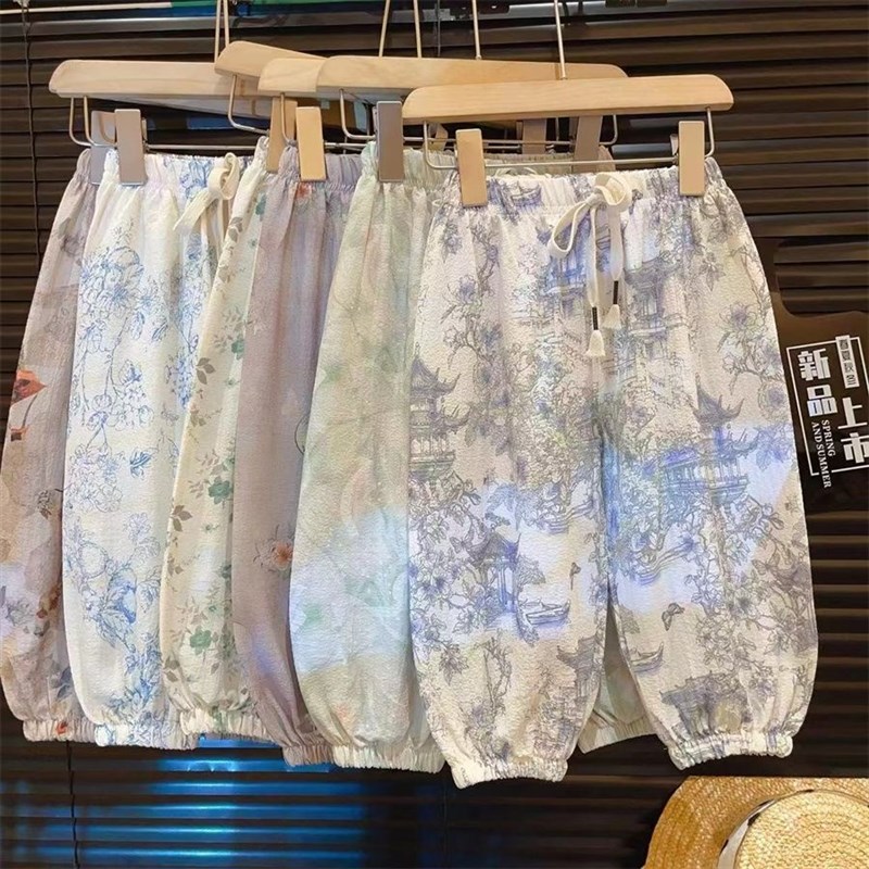 男女宝宝男童女童百搭防蚊裤夏季2024新款洋气国风灯笼裤子长裤潮