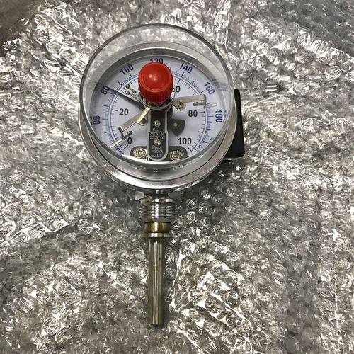 电接点双金属温度计 WSSX-411 0-100度 L=55mm 螺纹m27x2 表盘100