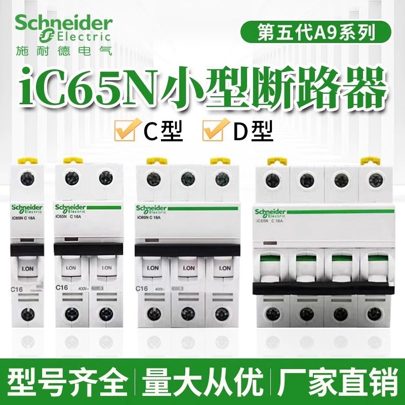施耐德IC65N空气开关63a家用空开2p小型断路器1P空调总闸A9漏电闸