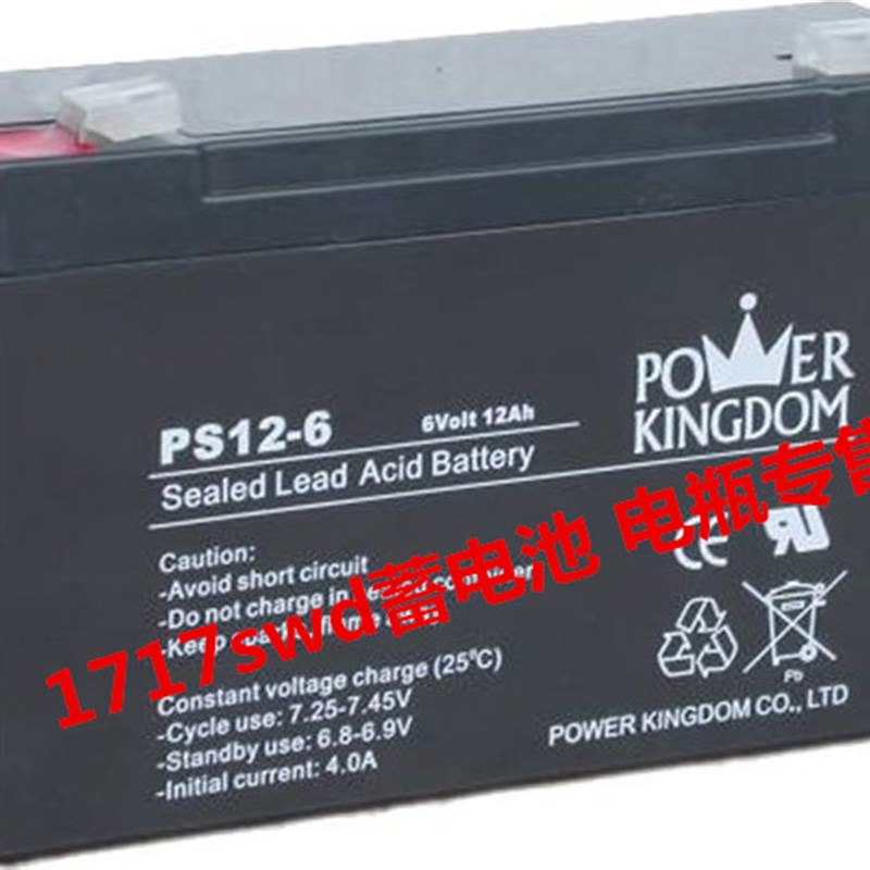 POWER KINGDOM蓄电池 PS12-6 6Volt 12Ah 玩具车 台秤 车位锁电池