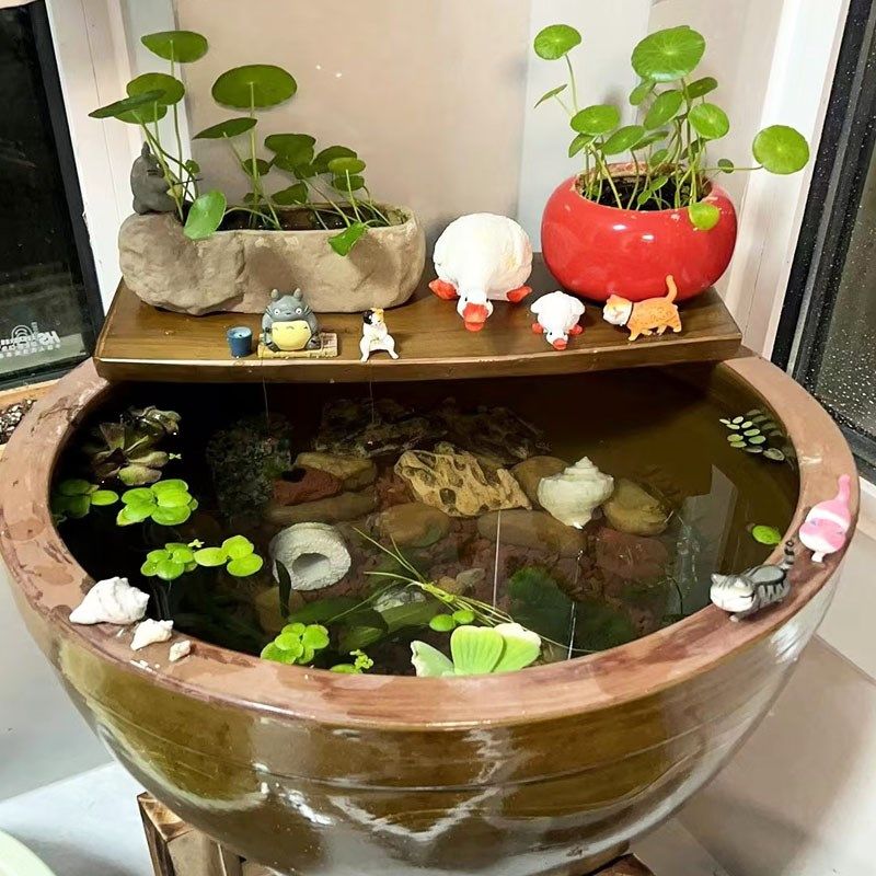 古法鱼缸流水板导流板隔板置物架实木托板造景一字板不规则原木板
