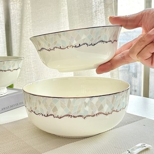 精致6寸面碗7英寸骨瓷汤碗家用2025新款高档陶瓷大号高脚饭碗餐具