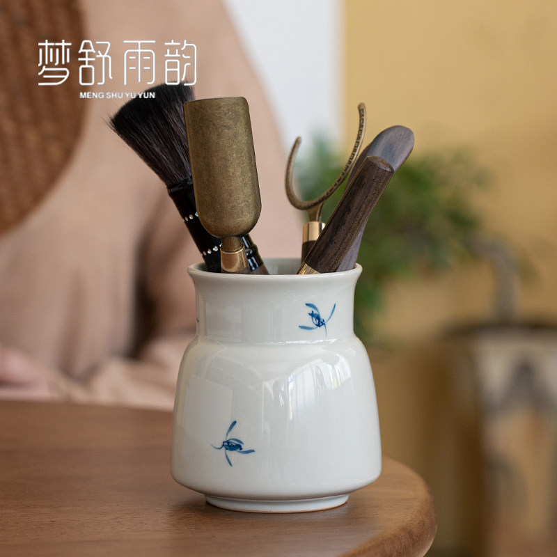 仿古手绘兰花茶道六君子套装功夫茶具配件大全茶夹养壶笔泡茶工具