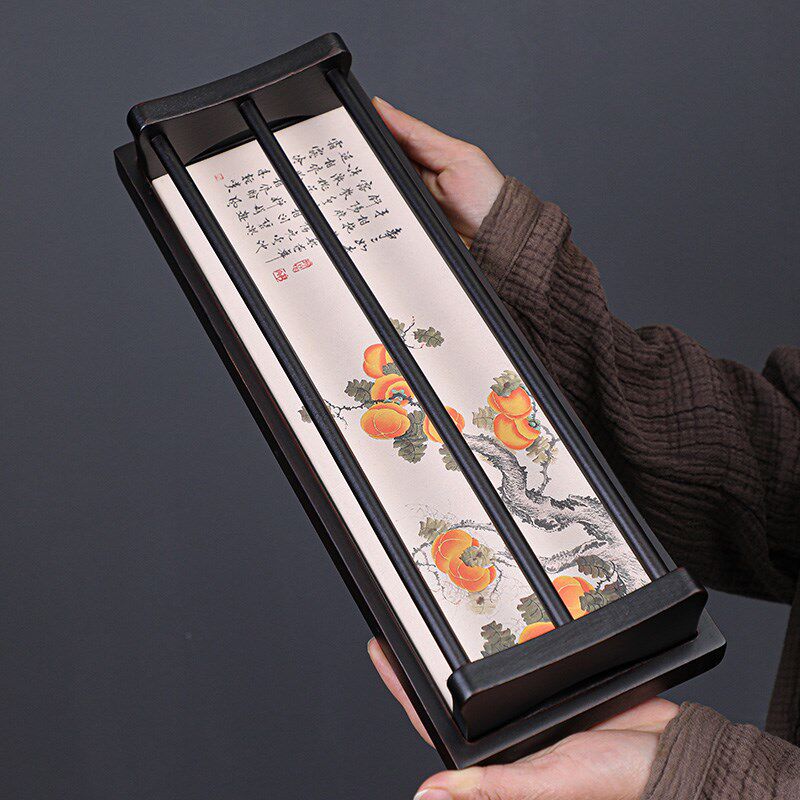 黑檀木功夫茶杯收纳架单层晾w杯架沥水置物架实木杯托双用吸水干