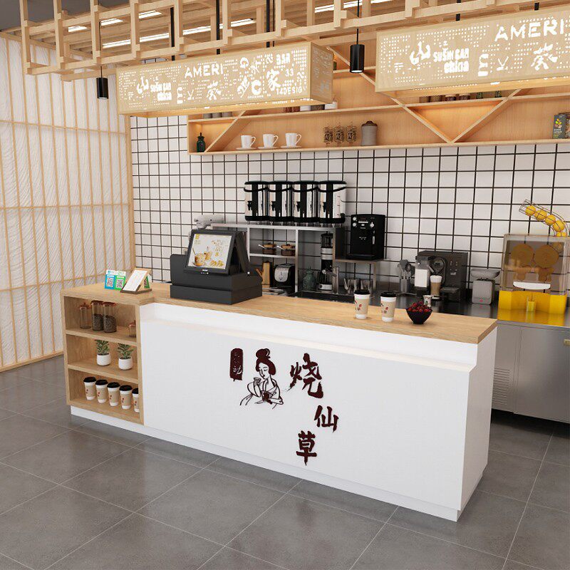 蛋糕店吧台烘焙店收银柜台现代服B装店铺小型奶茶店便利店简约柜