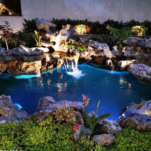 鱼池灯防水LED灯水底景观灯水下灯冰蓝光鱼池水底灯低压24V免打孔