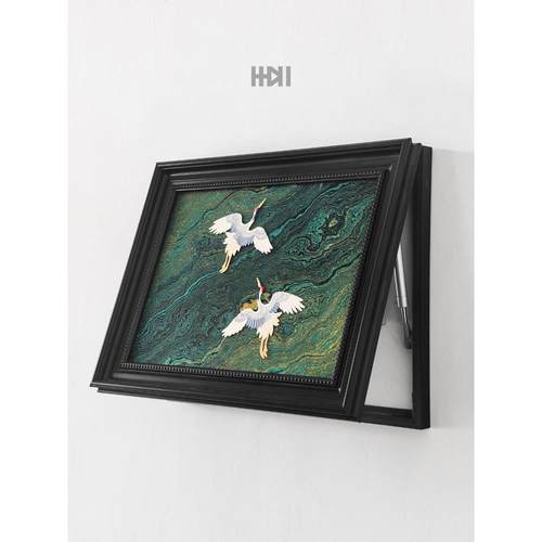 休闲云野鹤东方美学液压杆表箱电表箱挡新中国刺绣装饰画