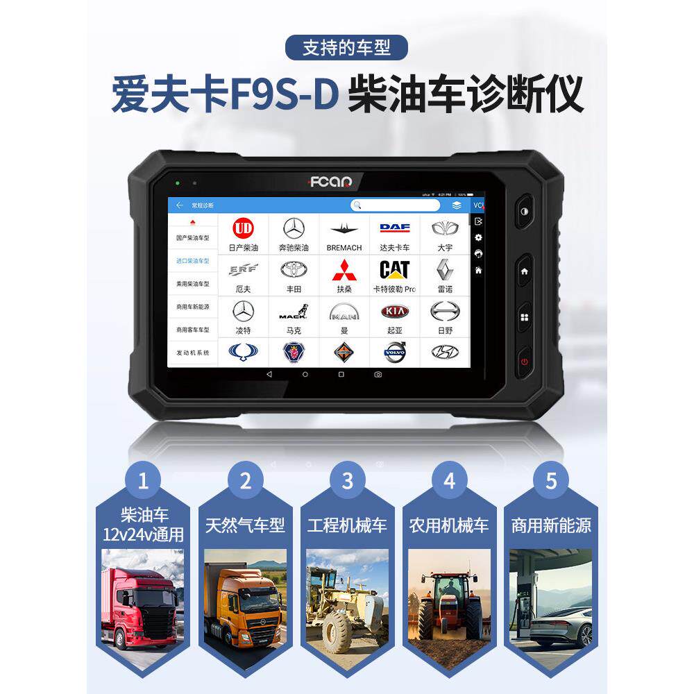 爱夫卡F9S-D智能发动机故障检测仪柴油车汽油车通用诊断OBD解码器