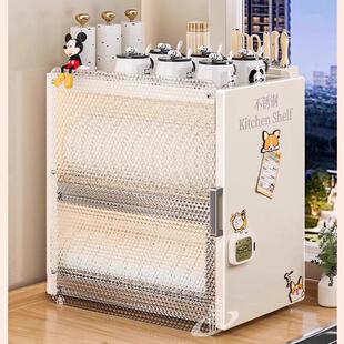 不锈钢防尘厨房置物架多功能碗碟碗盘沥水架碗架碗筷收纳盒碗碟柜