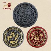 荷花鱼小圆祈福树脂浮雕中国风古建筑院墙中国风装 饰挂件祈福字砖