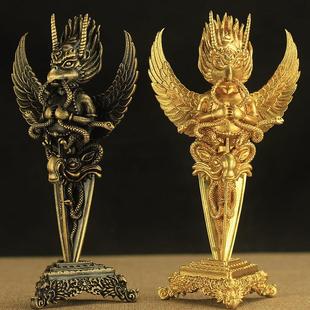 藏传全合金金翅大鹏鸟造像大鹏金刚杵普巴杵风水摆件