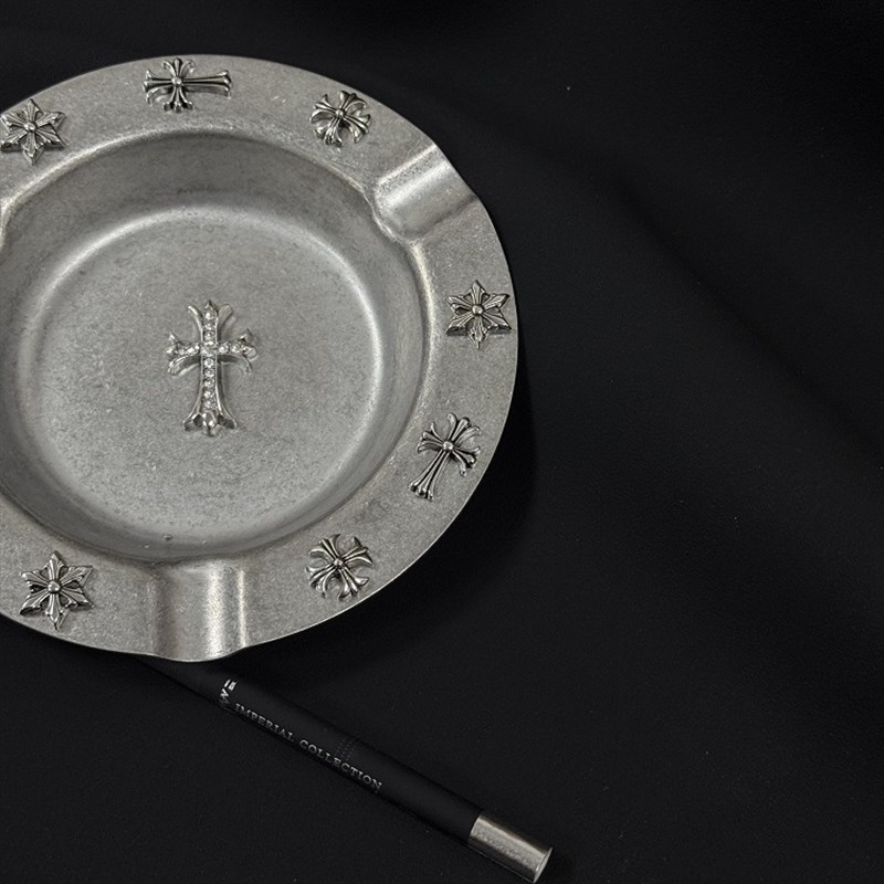 十字架复古不锈钢烟灰缸水洗防摔装饰品餐厅酒店客厅复古风创意