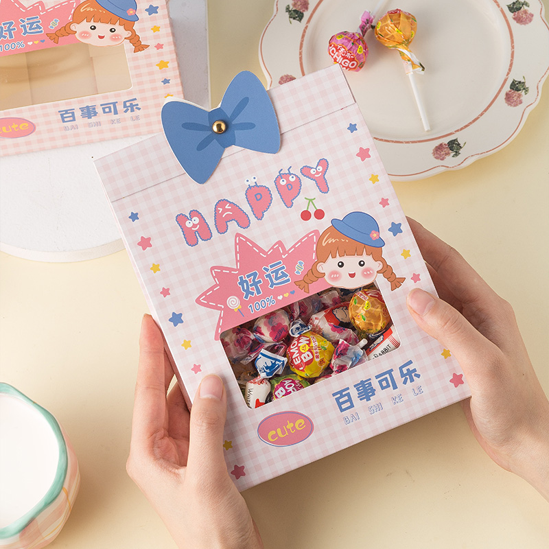 糖果包装袋开窗透明创意卡通可爱打包雪花酥曲奇饼干甜品礼盒子