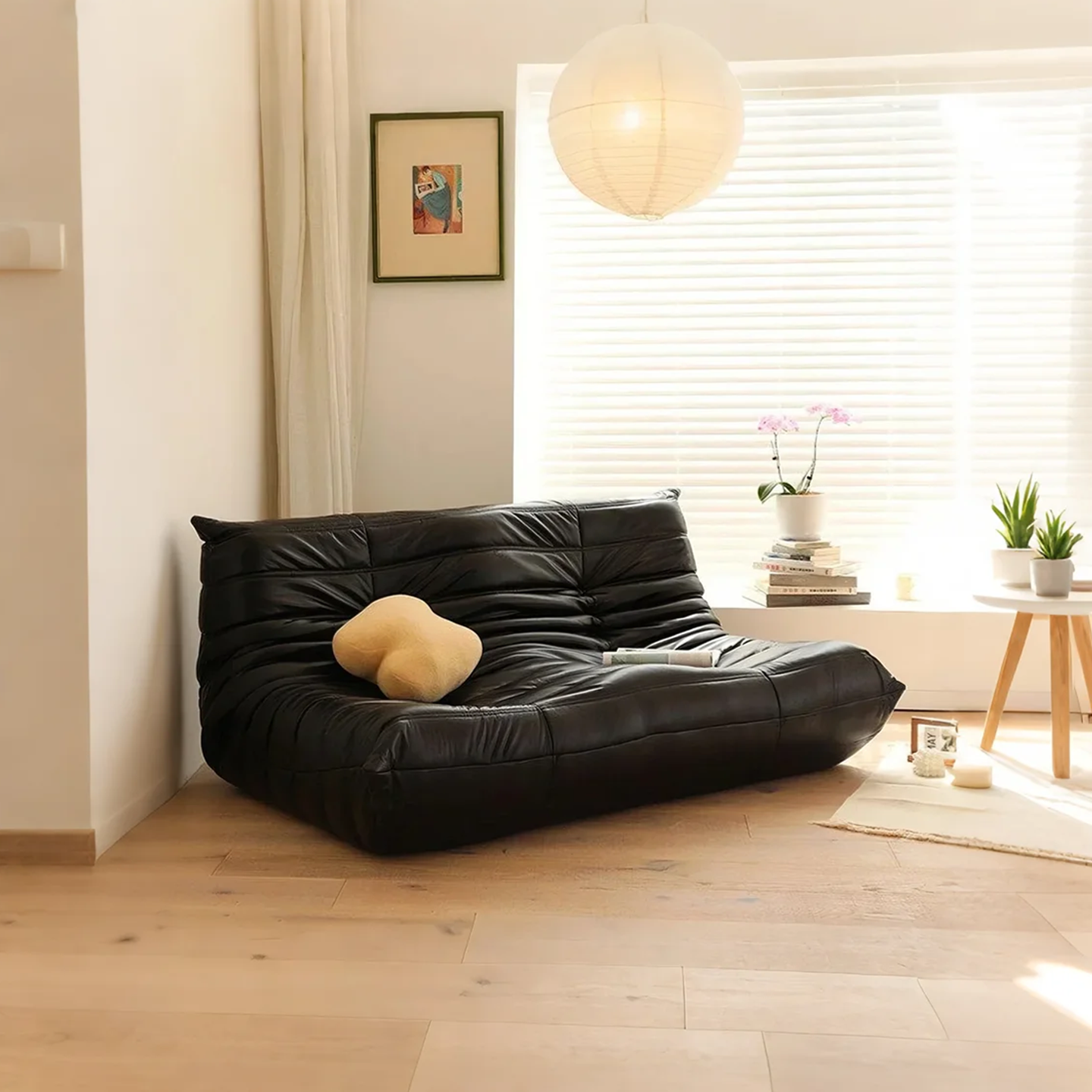 毛毛虫奶油风可睡可躺懒人沙发