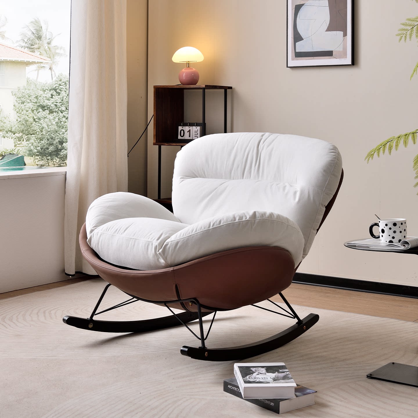懒人沙发简约蛋壳摇椅躺椅阳台家用可躺可睡休闲椅大人卧室摇摇椅