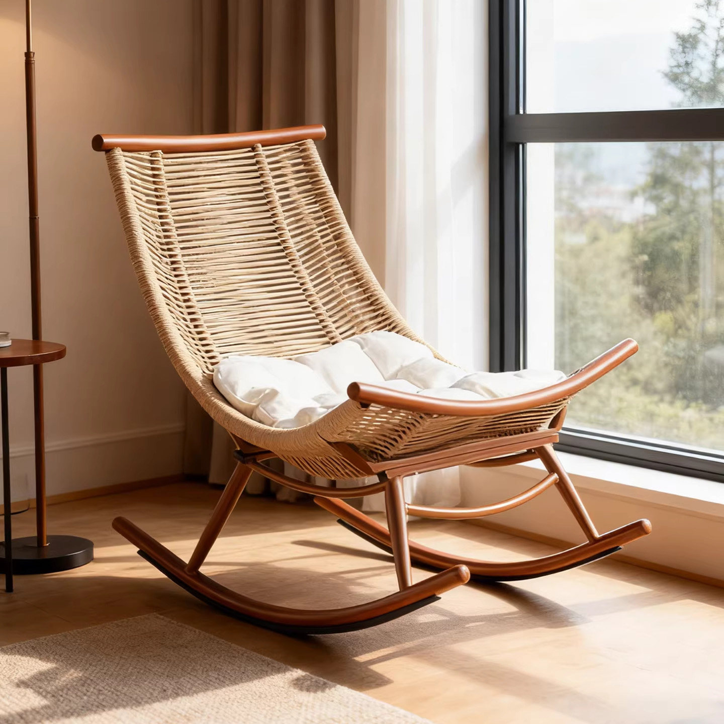 摇椅躺椅客厅阳台家用休闲藤椅懒人逍遥椅复古轻奢户外庭院摇摇椅