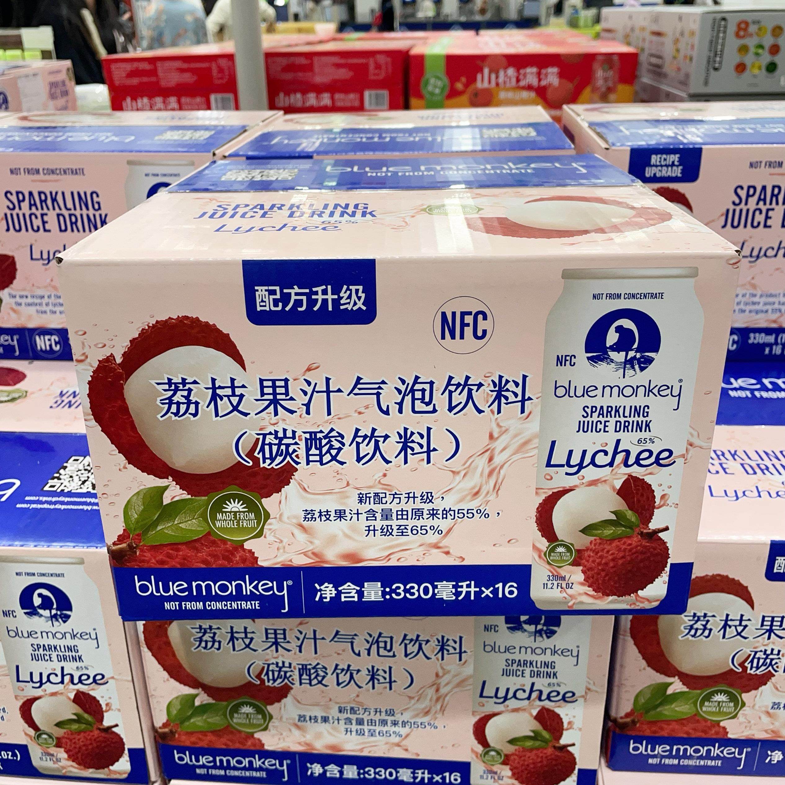 山姆代购 BlueMonkey越南进口荔枝果汁气泡饮料非浓缩气泡水330ml,咖啡/麦片/冲饮,气泡水,淘宝优惠券,粉丝福利购,淘宝优惠卷