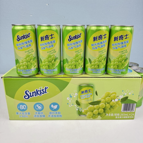山姆代购 新奇士阳光玫瑰青提乌龙气泡茶 265ml*24果汁饮料