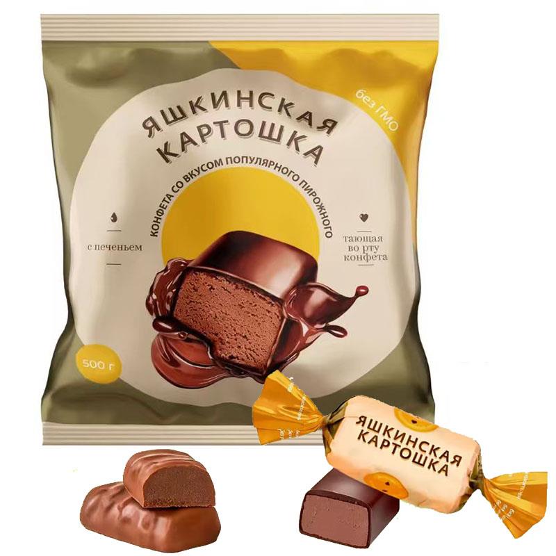 俄罗斯巧克力夹心糖果原装进口kdv朵米斯土豆泥糖袋装休闲零食