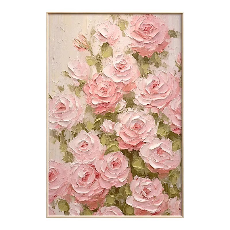 法式奶油风客厅卧室装饰画立体感花卉肌理油画电视柜桌面摆画挂画图片