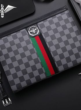 意大利GA&BV男士手包时尚手拿包2025新款男包手抓包格子信封包潮