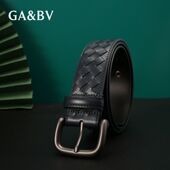 头层牛皮编织奢侈品裤 男款 腰带 GA&BV皮带男真皮高档2025新款 正品