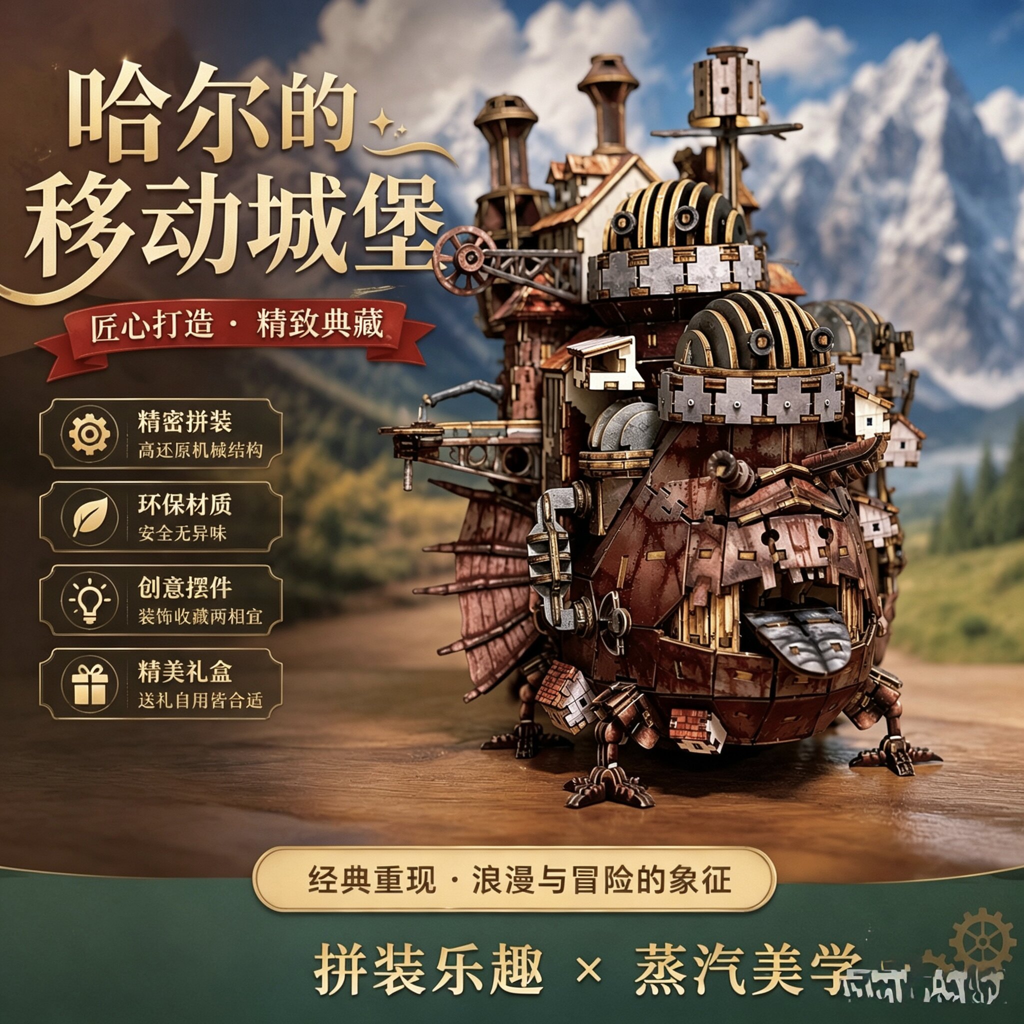 哈尔的移动城堡宫崎骏木质拼模型