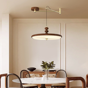 轻奢中古风餐厅吊灯高级感创意设计师可调节摇臂百褶吧台餐桌灯具
