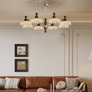 复古侘寂轻奢高级感创意设计师水滴卧室大厅灯 中古风客厅吊灯新款