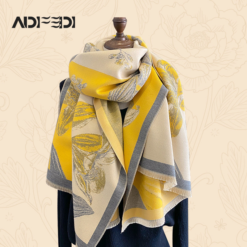 AIDIFEIDI围巾披肩女2025新款冬季高级感米黄色国风保暖女款围脖