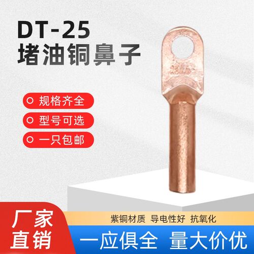 DT-25 国标加厚铜鼻子铜接线端子纯铜接头镀锡线耳堵油压线鼻厂家