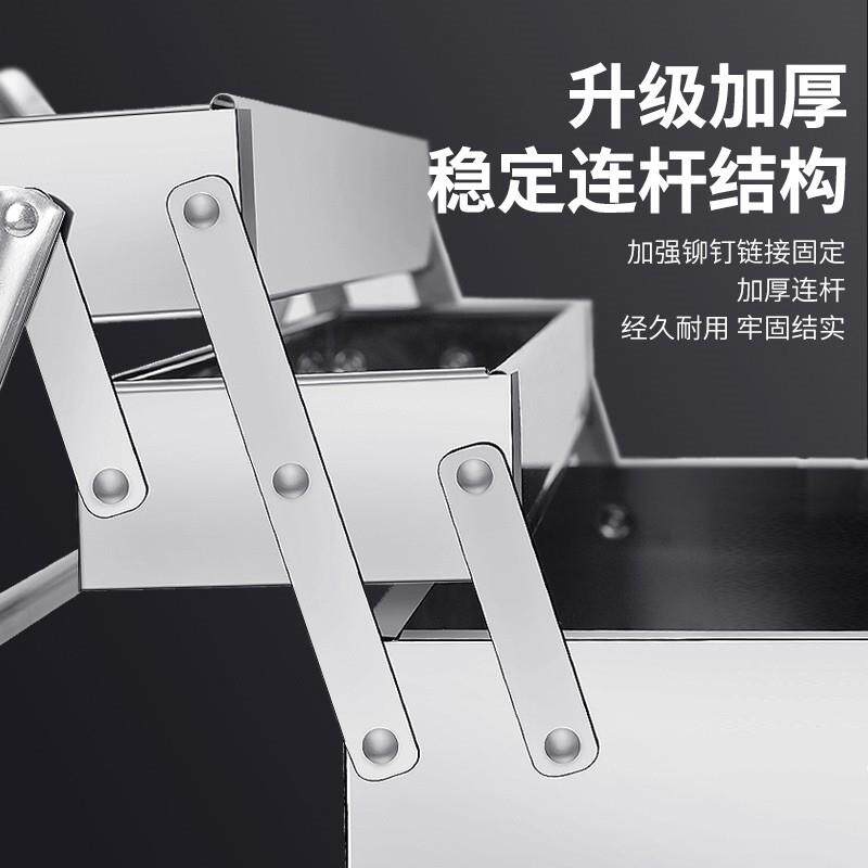 不锈钢工具箱收纳箱多层铁皮箱车载双开关大号铁箱子摺叠手提箱五