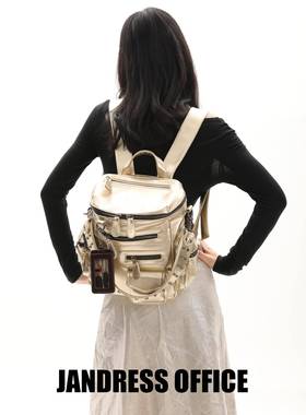 简单的25s原创茶金Sri林肯多皮瓣口袋裤拉炼铆钉肩背包摩托车背包