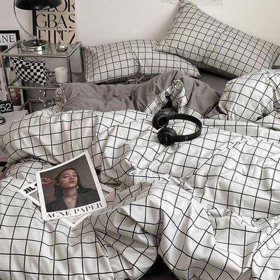 格子被套四件套床上用品床单三件套宿舍单人学生宿舍床上用品男孩