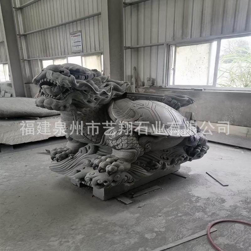 供应青石龙头龟喷水蛟龙王八景观雕刻脚踩元宝
