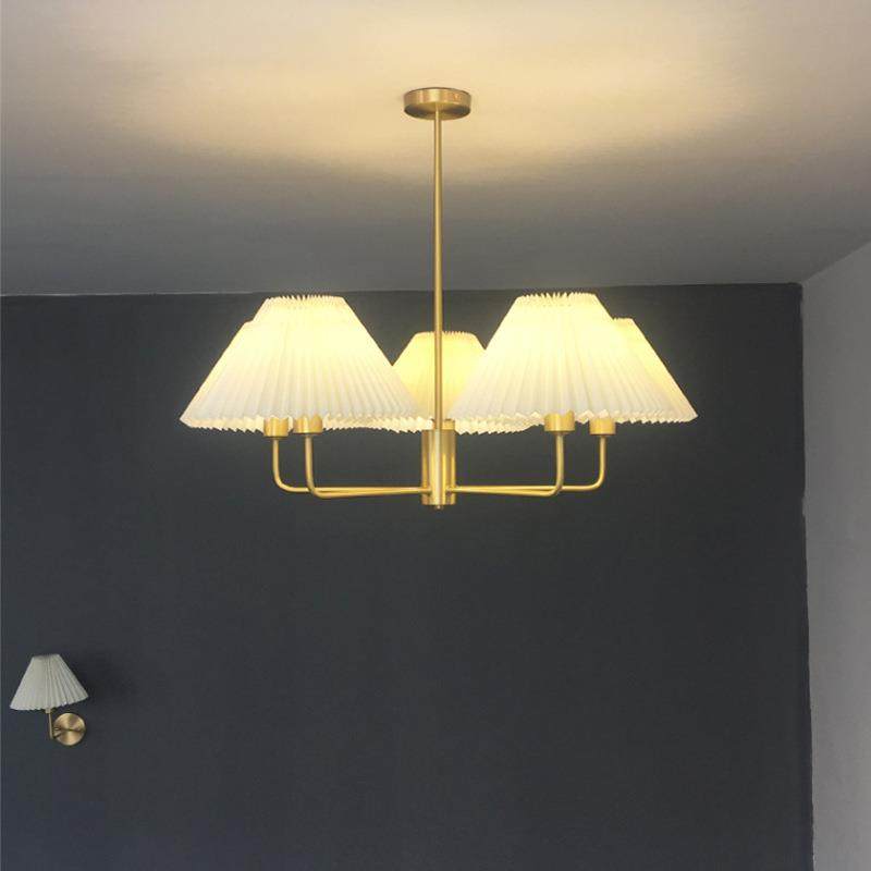 全铜美式简约百褶吊灯设计师创意北欧客厅吸顶灯卧室书房餐厅灯具