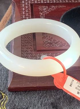 和田玉白玉平安镯手镯女款山料