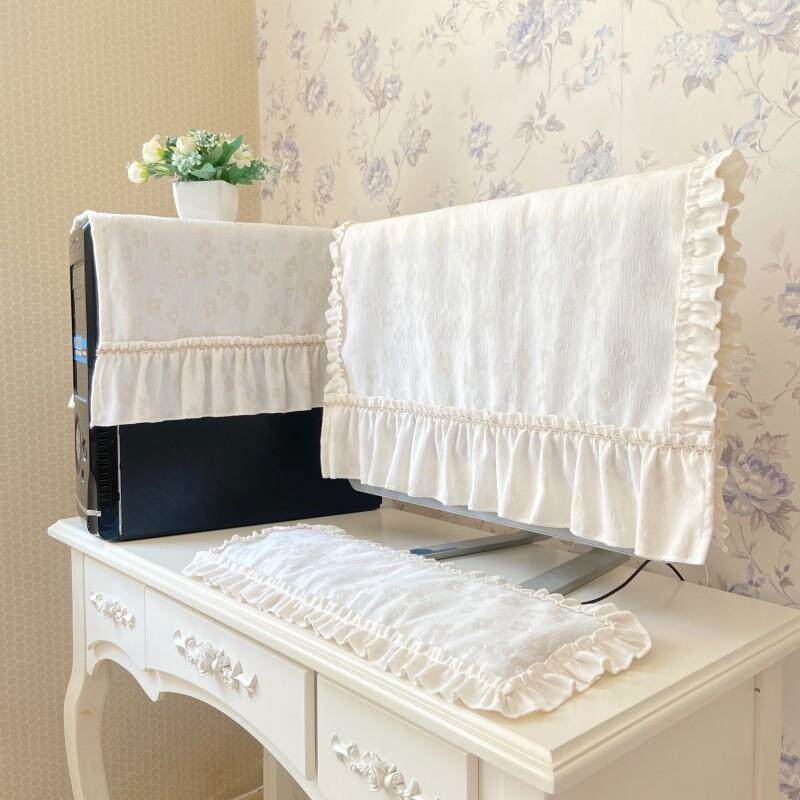 提花软糯布艺电视电脑盖布防尘罩套一体机台式曲屏显示器装饰遮布