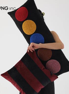 LIVING inc.Bump条纹 中古包豪斯几何沙发抱枕艺术感长条复古靠垫